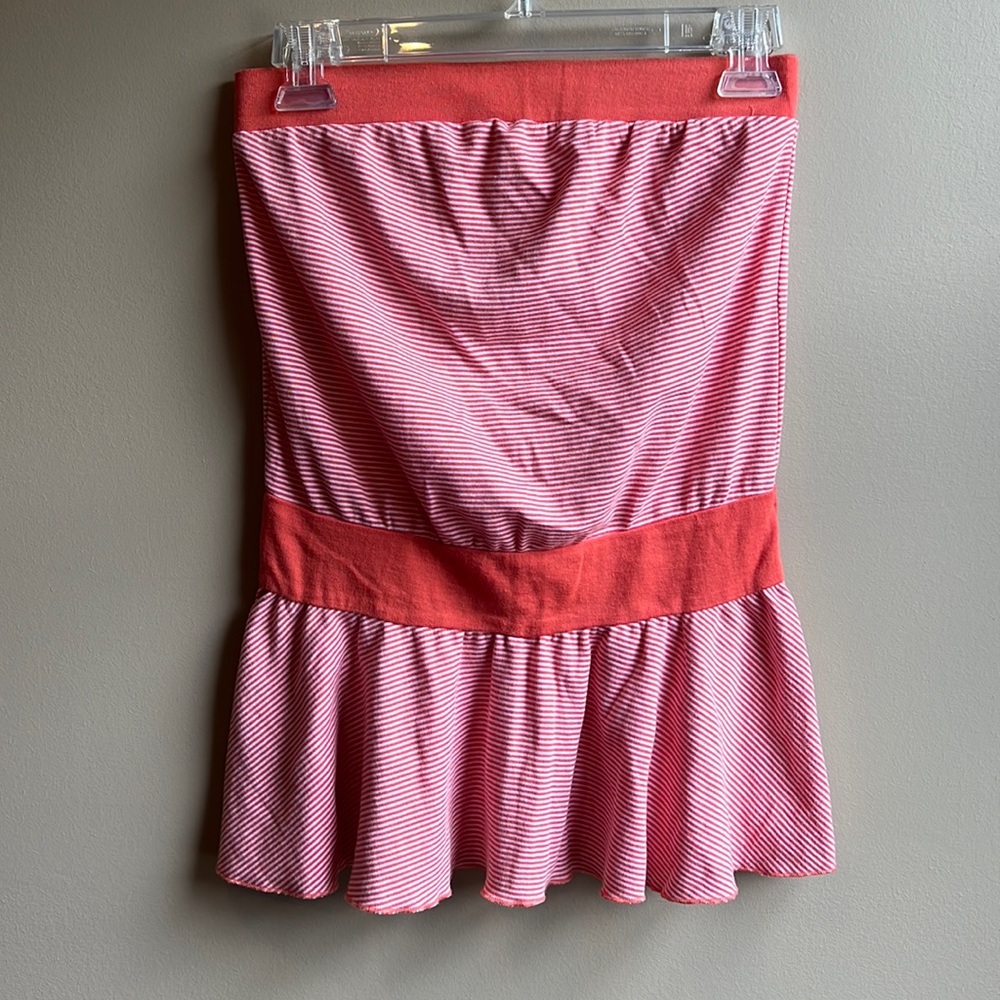 NWOT Tommy Hilfiger strapless pink striped peplum top